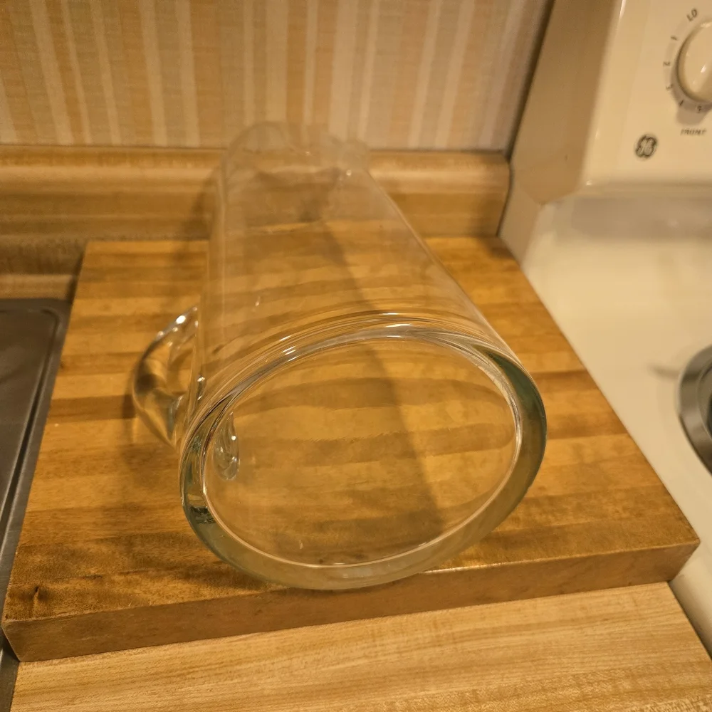 Hand blown glass pitcher